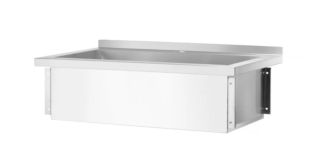 Vis Table with single wash trough, with splashback – bolted, depth 600 mm, HENDI, Budget Line, 800x600x(H)850mm, bilde 3