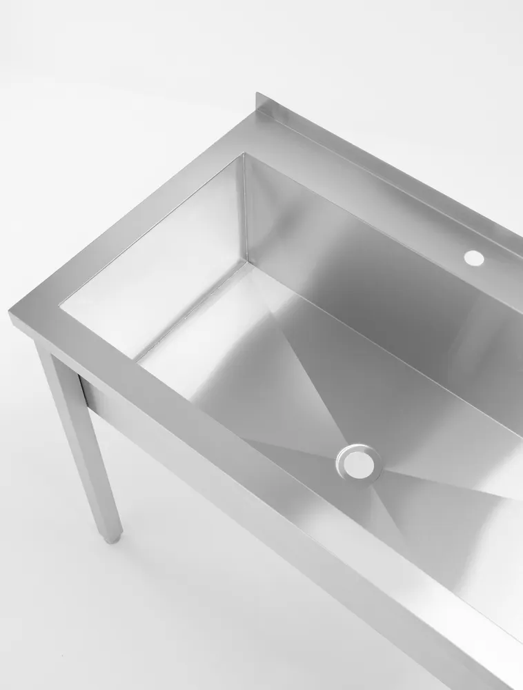 Vis Table with single wash trough, with splashback – bolted, depth 600 mm, HENDI, Budget Line, 1000x600x(H)850mm, bilde 5