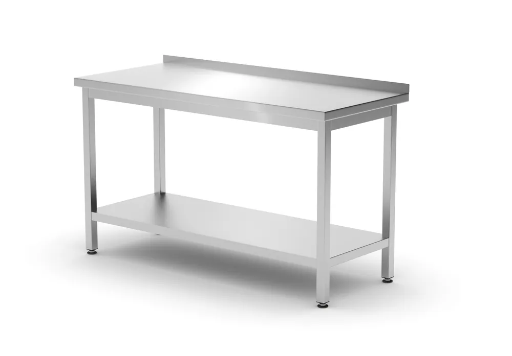Wall table with shelf – bolted, depth 600 mm, HENDI, Profi Line, 1400x600x(H)850mm