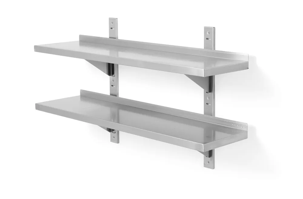 Vis Double wall shelf, adjustable, with 2 brackets, HENDI, 800x300x(H)600mm, bilde 2