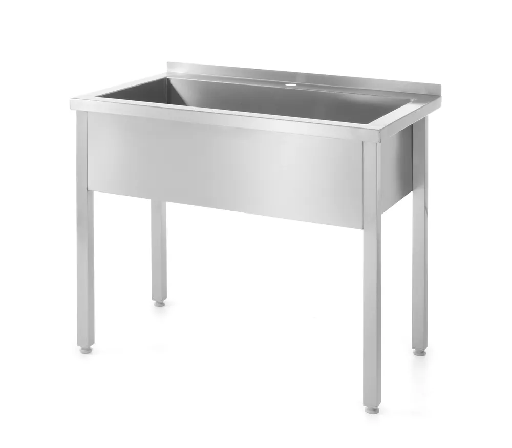 Table with single wash trough – welded, HENDI, Profi Line, 1000x600x(H)850mm