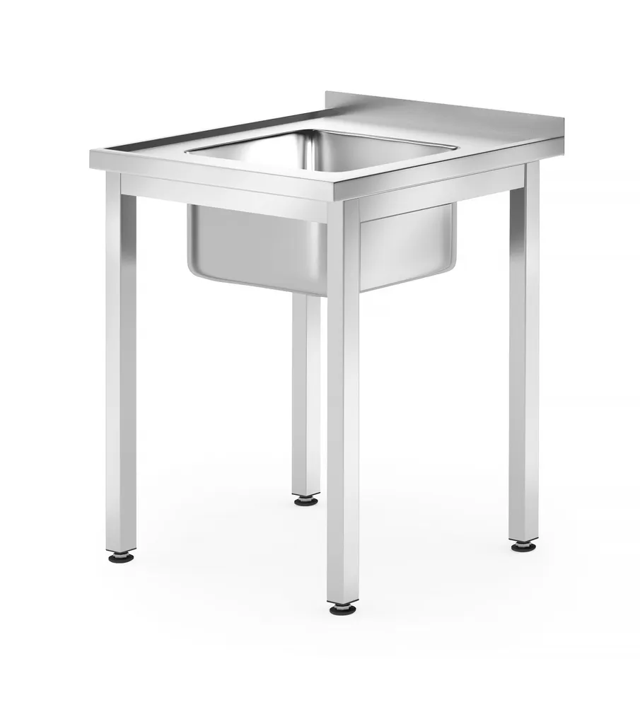 Sink table – bolted, depth 600 mm, HENDI, Profi Line, Sink in the middle, 600x600x(H)850mm