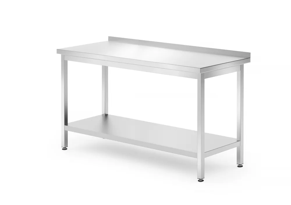 Wall table with a shelf – bolted, depth 700 mm, HENDI, Profi Line, 1400x700x(H)850mm