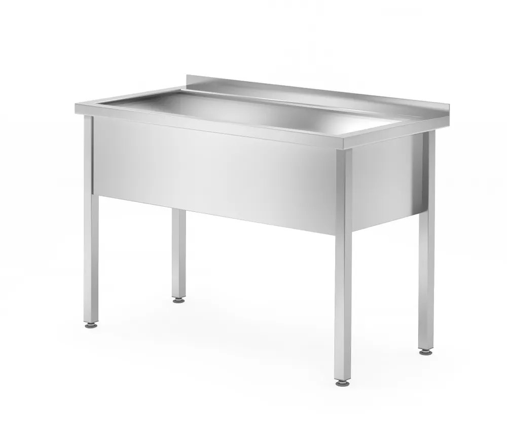 Table with single wash trough – welded, depth 700 mm, chamber height 300 mm, HENDI, Profi Line, 1000x700x(H)850mm
