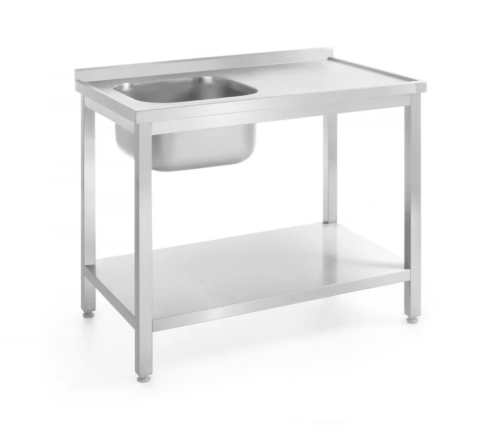 Sink table with shelf – bolted, depth 700 mm, HENDI, Profi Line, Left, 1000x700x(H)850mm