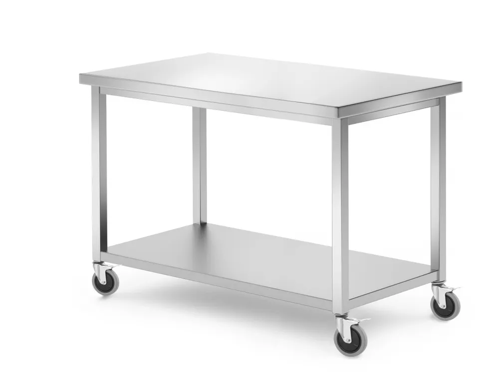 Mobile table, with shelf – screwed, HENDI, Kitchen Line, 1200x600x(H)850mm