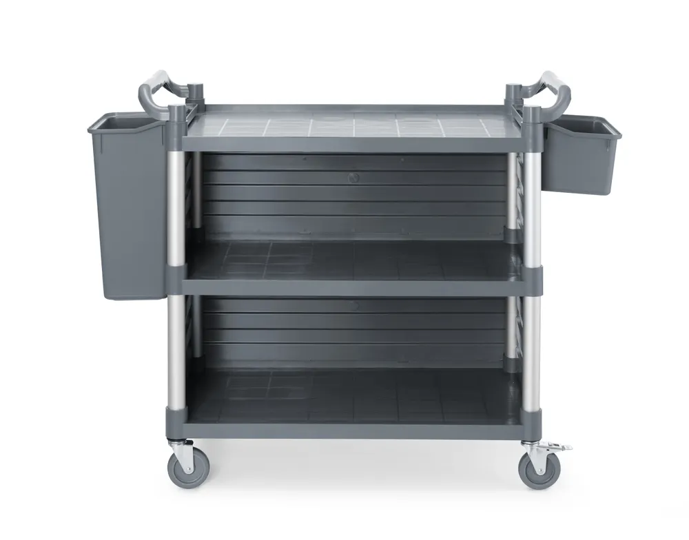 Vis 3-shelf polypropylene service cart, large, AmerBox, Includes shelf side panels, 1010x500x(H)960mm, bilde 4