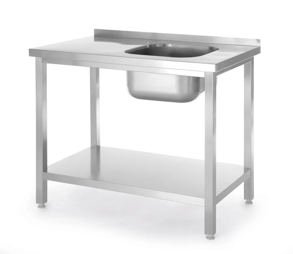 Sink table with shelf, bolted, HENDI, Kitchen Line, sink bowl on the right side, 800x600x(H)850mm
