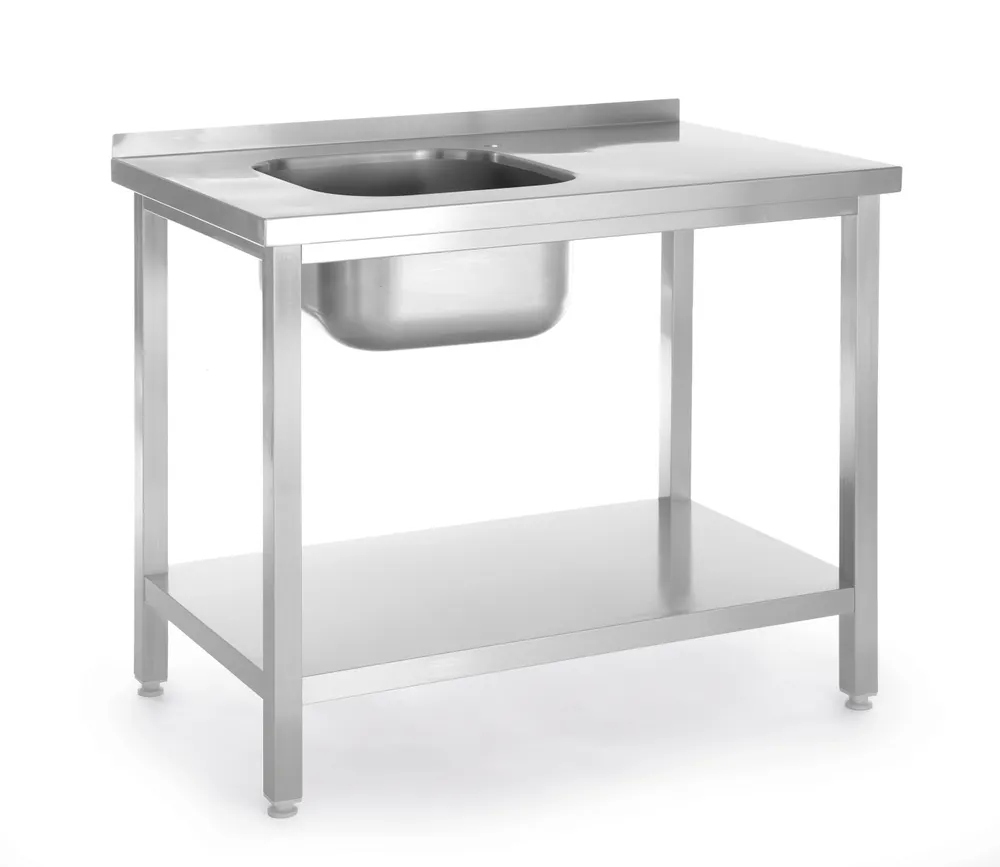 Sink table with shelf, bolted, HENDI, Kitchen Line, sink bowl on the left side, 800x600x(H)850mm