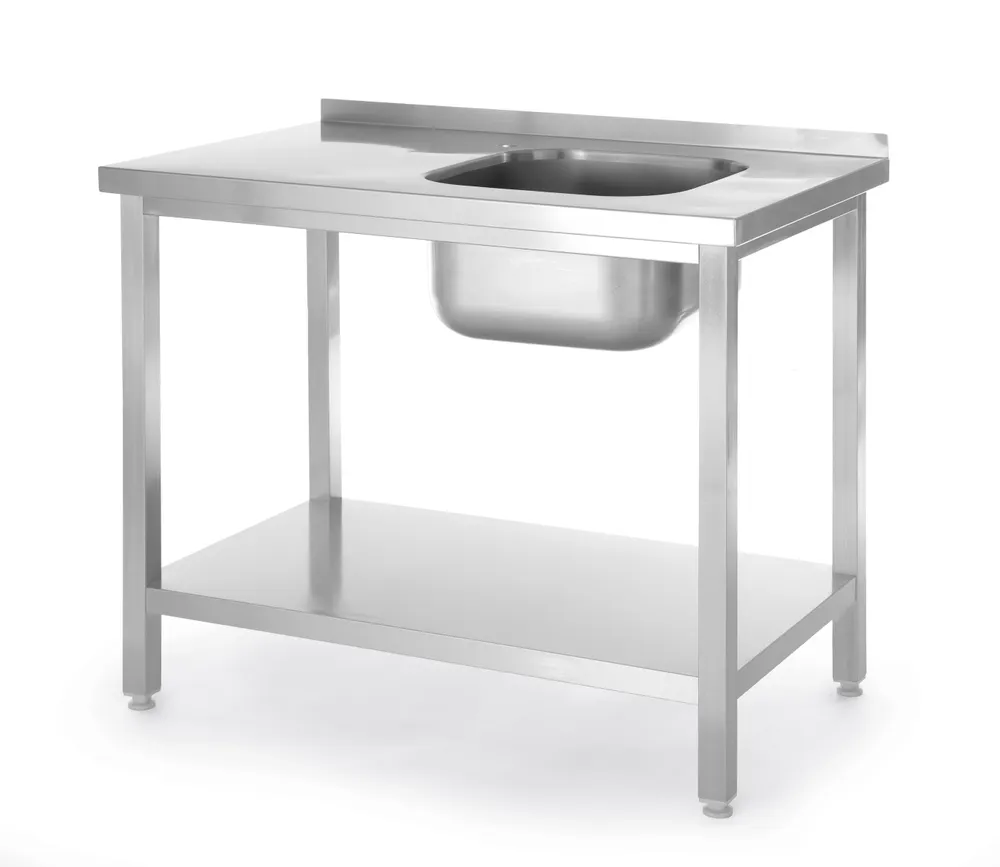Vis Sink table with shelf, bolted, HENDI, Kitchen Line, sink bowl in the middle, 600x600x(H)850mm, bilde 2