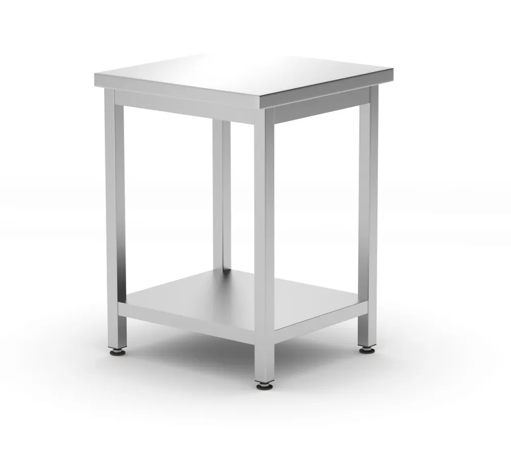Central table with shelf – bolted, depth 600 mm, HENDI, Kitchen Line, 600x600x(H)850mm