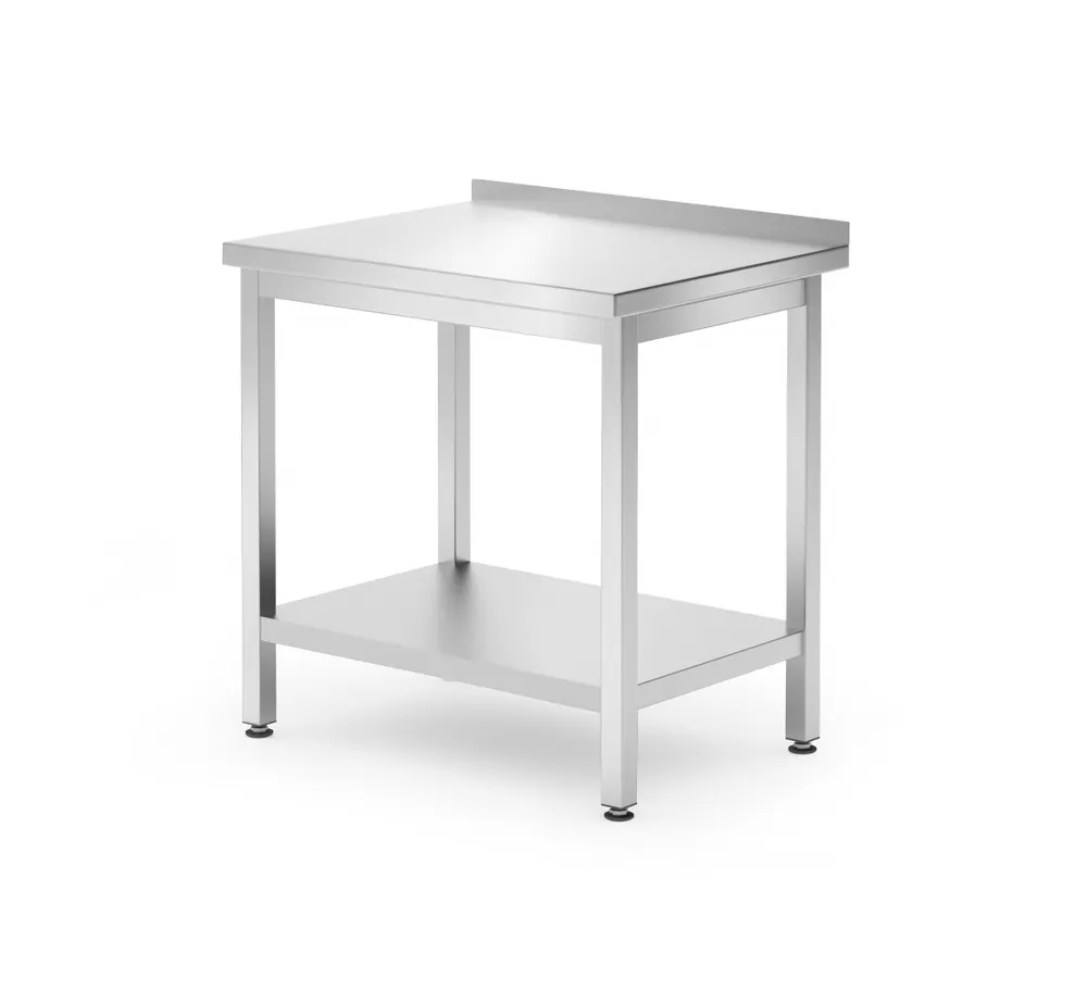 Wall table with shelf – bolted, depth 600 mm, HENDI, Kitchen Line, 800x600x(H)850mm