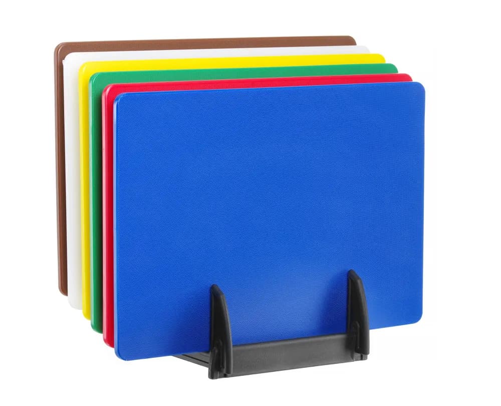 Set of 6 cutting boards HACCP with rack, HENDI, 6 pcs., 450x300mm, Rectangular