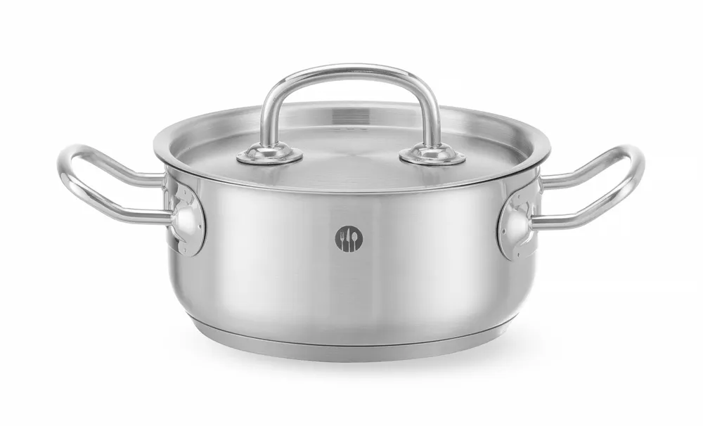 Stew pot low - with lid, HENDI, Kitchen Line, 1,4L, ⌀160x(H)75mm