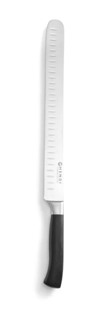 Ham/salmon knife, HENDI, Profi Line, Granton indentations, Black, (L)430mm