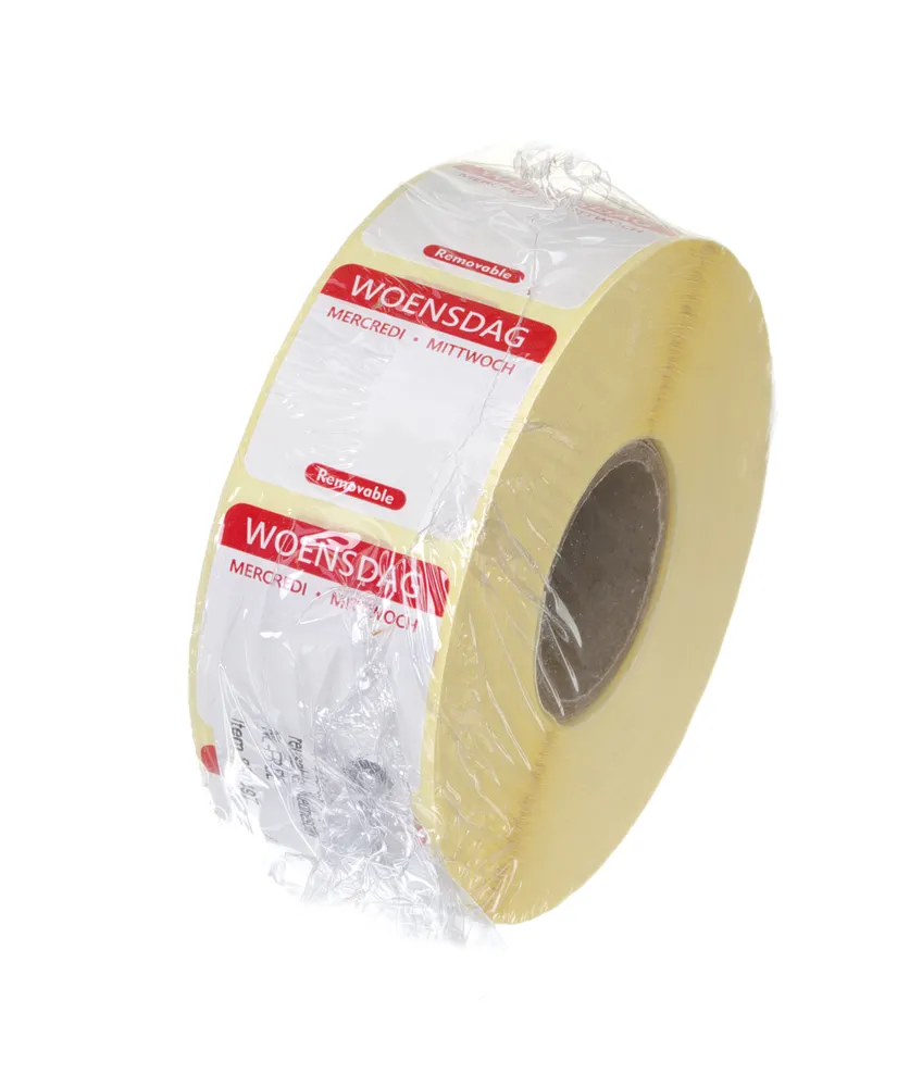 Vis Daily food safety labels, multi-use, easy removable , HENDI, Wednesday, Red, 1000 pcs., 25x25mm, bilde 2