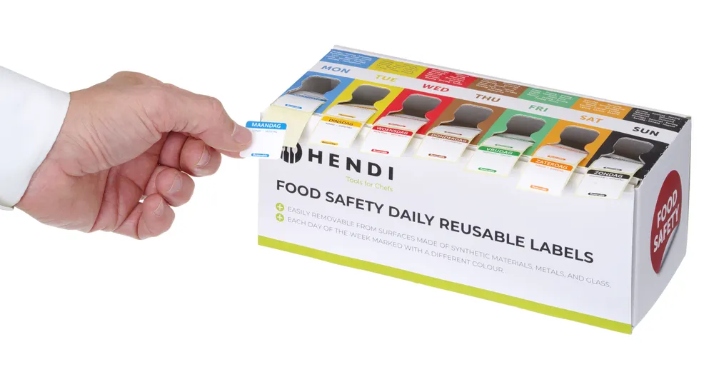 Vis Set of food safety labels, multi-use, easy removable, with dispenser, HENDI, 240x80x(H)100mm, bilde 2