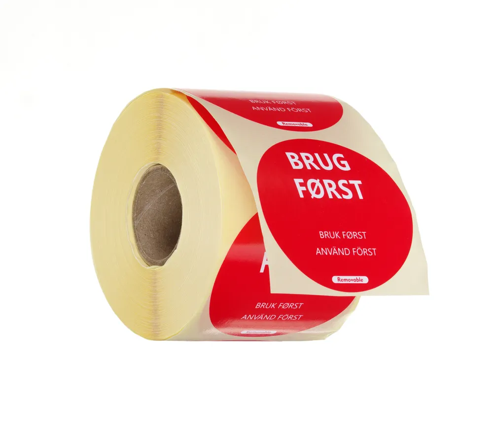 Food safety stickers, multi-use, easy removable, “USE FIRST”, HENDI, Red, 500 pcs., ⌀50mm