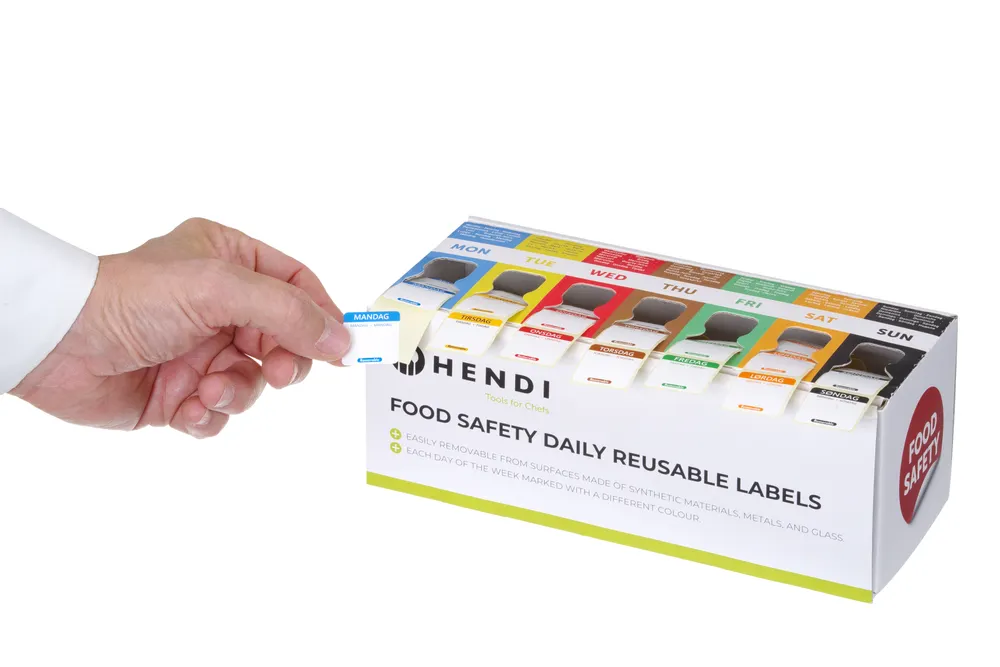 Vis Set of food safety stickers, multi-use, easy removable, with dispenser, HENDI, 240x80x(H)100mm, bilde 2