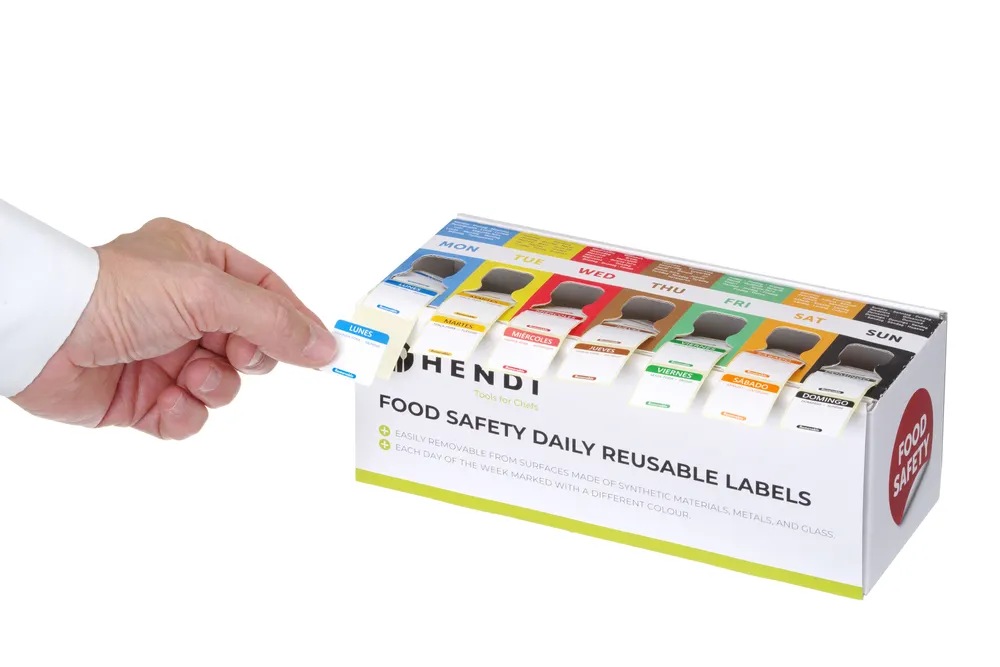 Vis Set of food safety labels, multi-use, easy removable, with dispenser, HENDI, 240x80x(H)100mm, bilde 2
