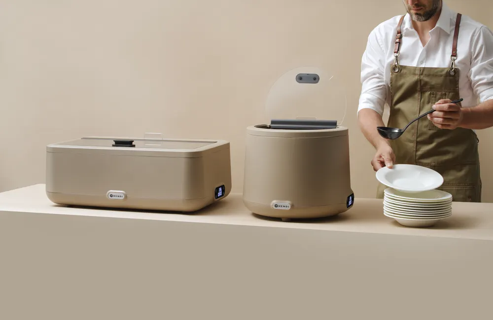 Vis Chafing dish UNIQ, HENDI, designed by Robert Bronwasser, GN 1/1, Beige, 230V/700W, 607x402x(H)245mm, bilde 2