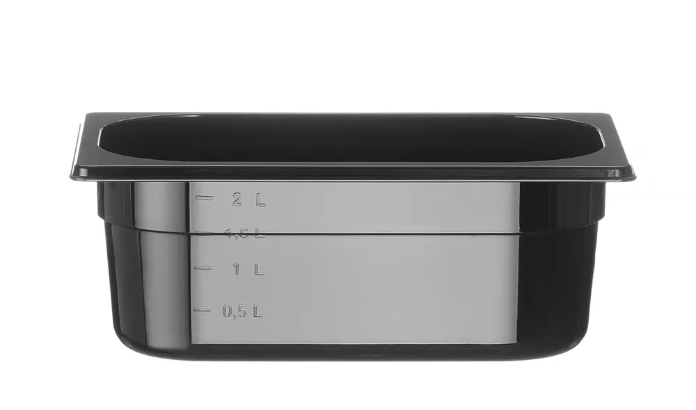 Container GN 1/4 black polycarbonate, HENDI, Profi Line, GN 1/4, 2,8L, Black, 265x162x(H)100mm