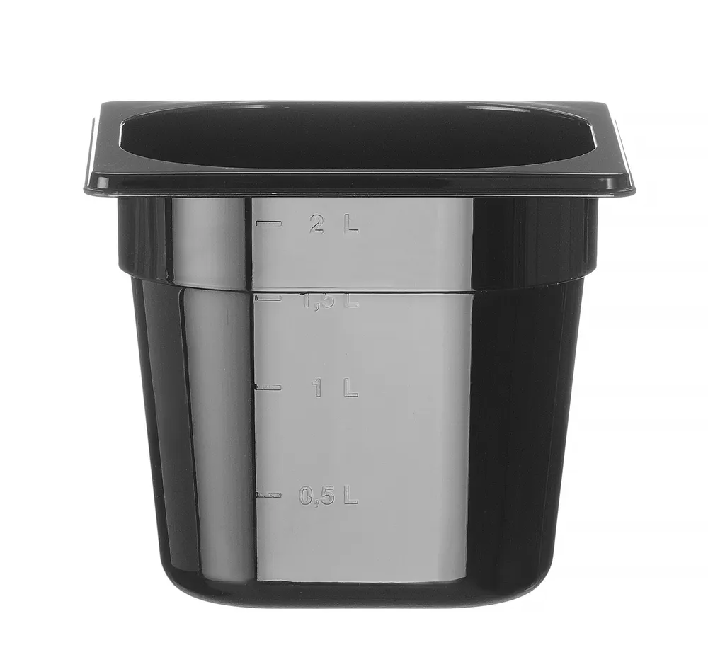 Container GN 1/6 black polycarbonate, HENDI, Profi Line, GN 1/6, 2,4L, Black, 176x162x(H)150mm