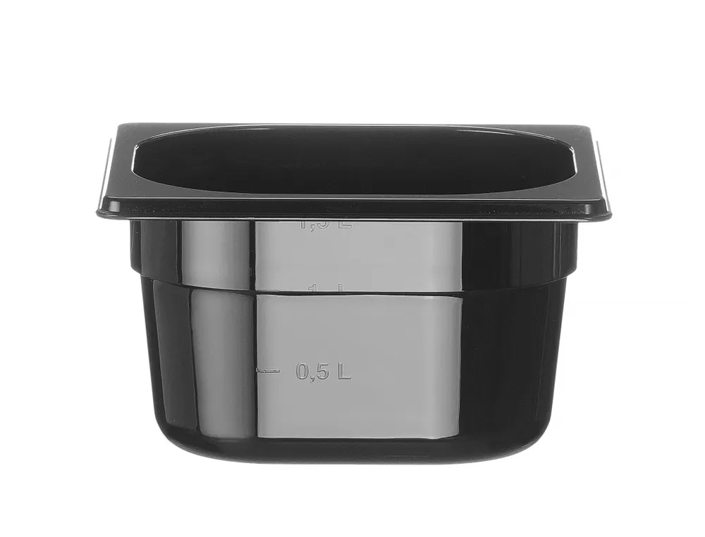Container GN 1/6 black polycarbonate, HENDI, Profi Line, GN 1/6, 1,6L, Black, 176x162x(H)100mm