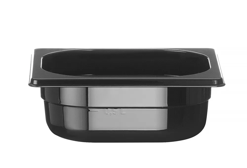 Container GN 1/6 black polycarbonate, HENDI, Profi Line, GN 1/6, 1L, Black, 176x162x(H)65mm