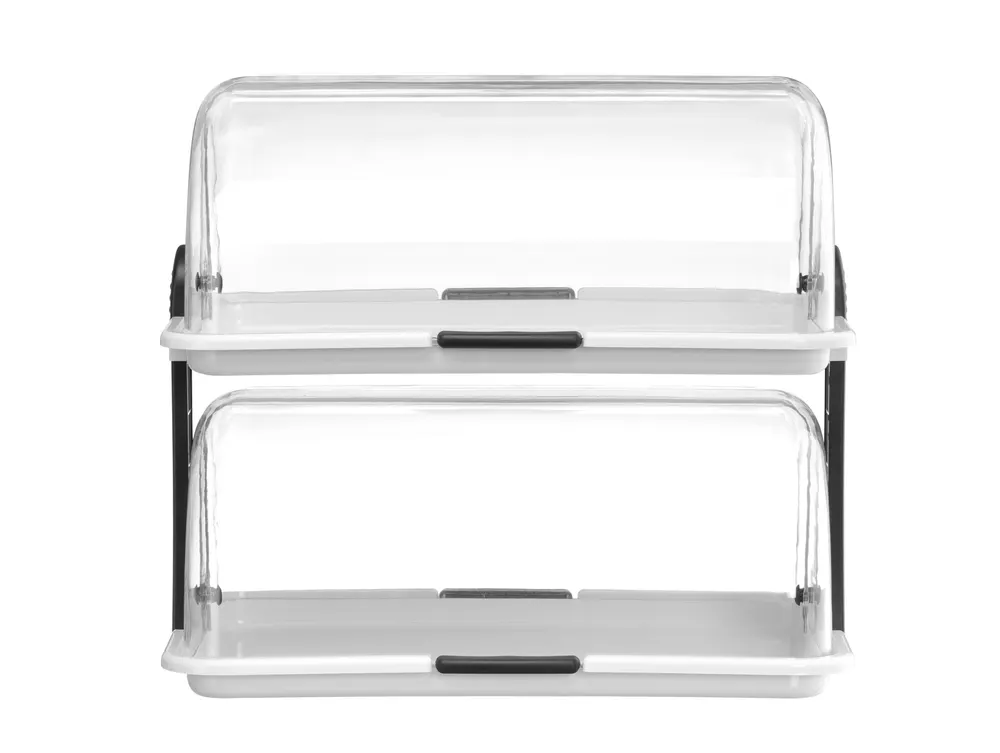 Roll-top display, HENDI, Double, White, 475x325x(H)415mm, Rectangular