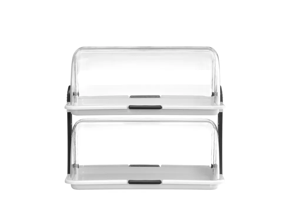 Roll-top display, HENDI, Double, White, 380x260x(H)355mm, Rectangular