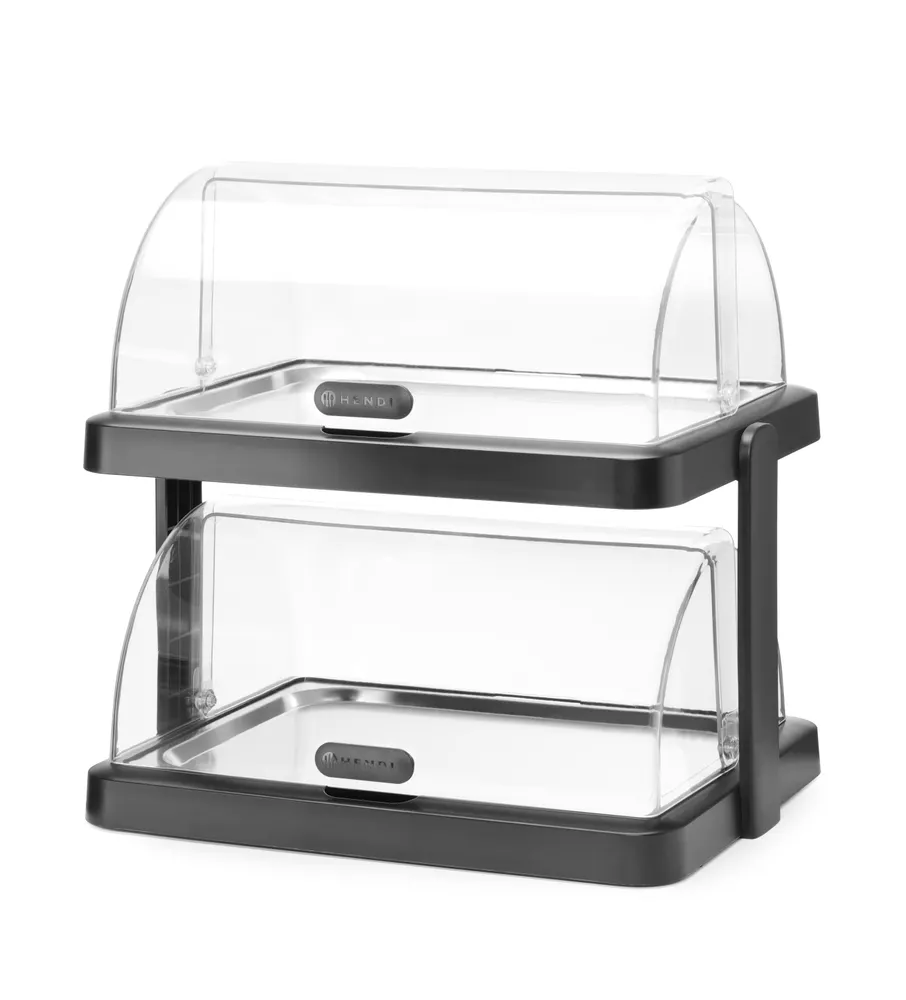 Roll top cooling display Duo UNIQ, HENDI, designed by Robert Bronwasser, Double, Black, 480x355x(H)480mm, Rectangular