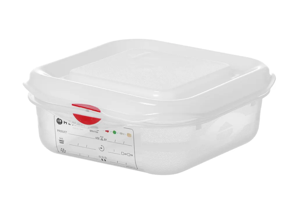 GN 1/6 container, polypropylene, HENDI, GN 1/6, 1,1L, Transparent, 176x162x(H)65mm, Rectangular