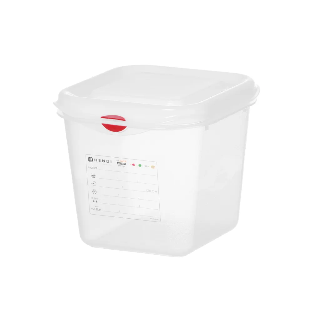 GN 1/6 container, polypropylene, HENDI, GN 1/6, 2,6L, Transparent, 176x162x(H)150mm, Rectangular