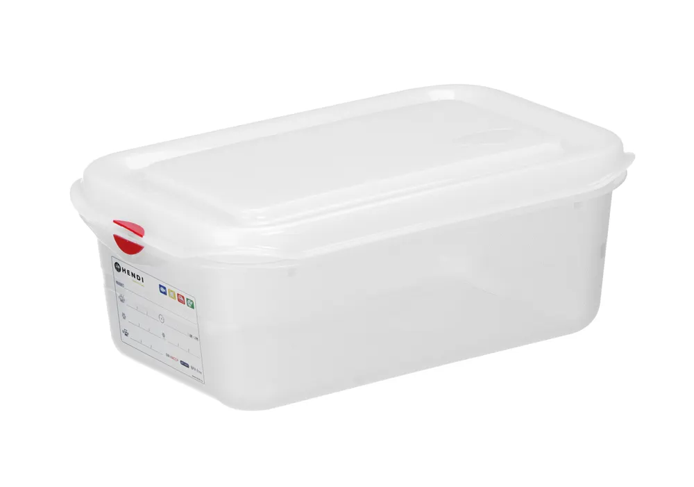 GN 1/4 container, polypropylene, HENDI, GN 1/4, 2,8L, Transparent, 265x162x(H)100mm, Rectangular