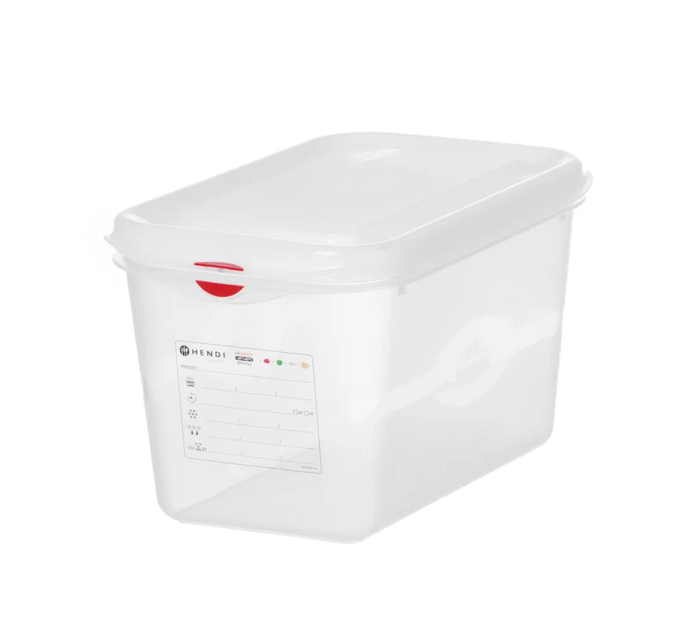 GN 1/4 container, polypropylene, HENDI, GN 1/4, 4,3L, Transparent, 265x162x(H)150mm, Rectangular
