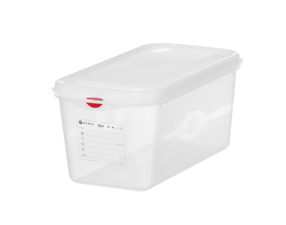 GN 1/3 container, polypropylene, HENDI, GN 1/3, 6L, Transparent, 325x176x(H)150mm, Rectangular