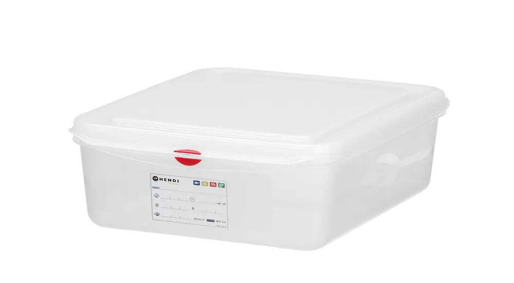 GN 1/2 container, polypropylene, HENDI, GN 1/2, 6,5L, Transparent, 325x265x(H)100mm, Rectangular