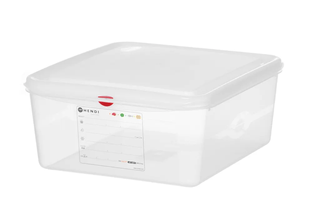 GN 2/3 container, polypropylene, HENDI, GN 2/3, 13,5L, Transparent, 354x325x(H)150mm, Rectangular