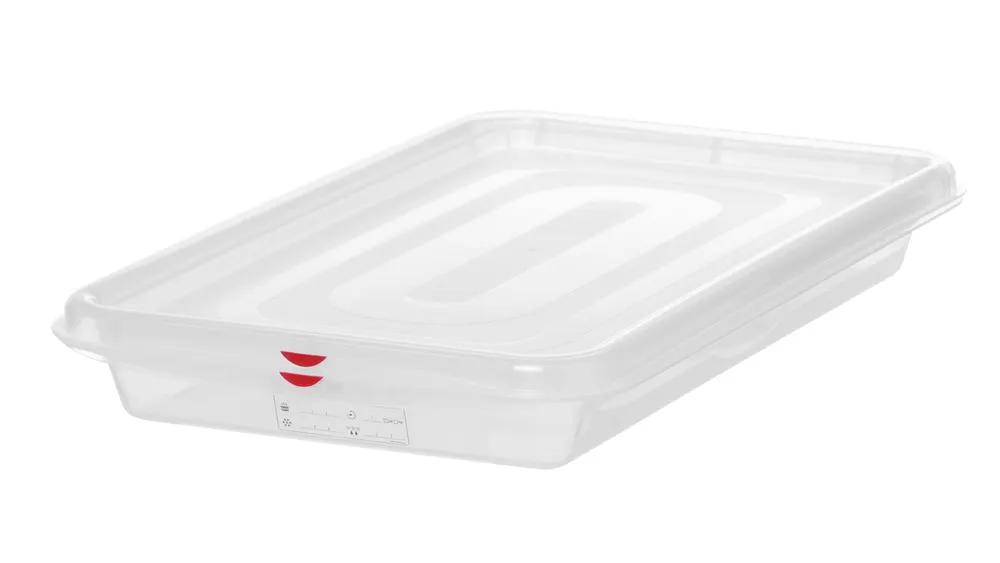 GN 1/1 container, polypropylene, HENDI, GN 1/1, 8L, Transparent, 530x325x(H)65mm, Rectangular