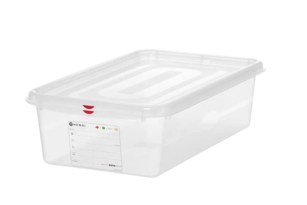 GN 1/1 container, polypropylene, HENDI, GN 1/1, 21L, Transparent, 530x325x(H)150mm, Rectangular