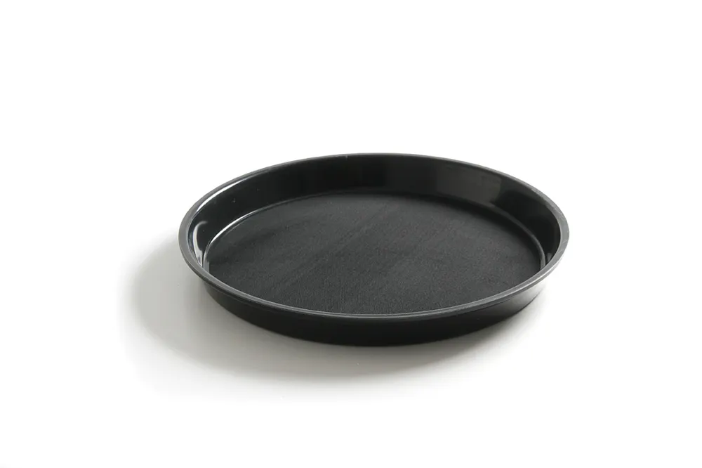 Serving tray, round, non-slip, high rim, black, HENDI, ⌀360x(H)39mm
