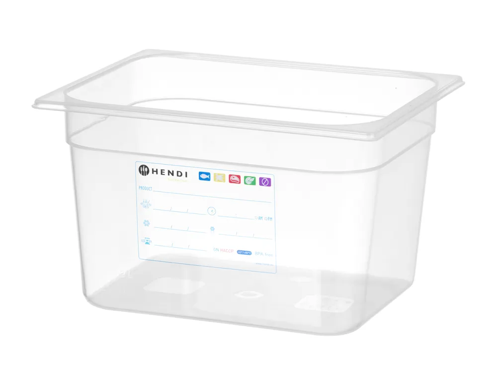 Container GN 1/2 HACCP, HENDI, GN 1/2, 12,5L, Transparent, 325x265x(H)200mm