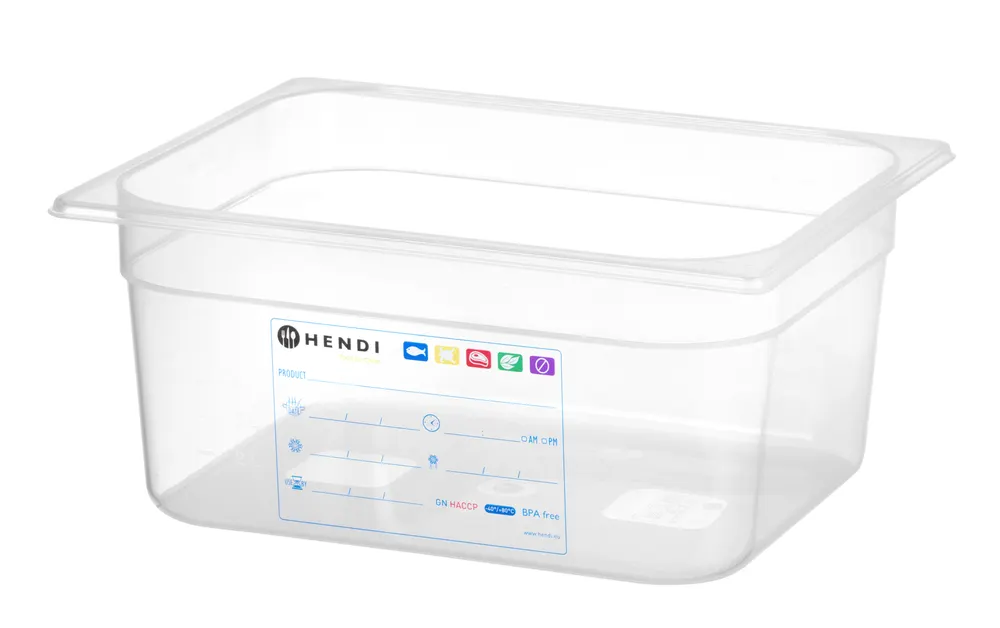 Container GN 1/2 HACCP, HENDI, GN 1/2, 9,5L, Transparent, 325x265x(H)150mm