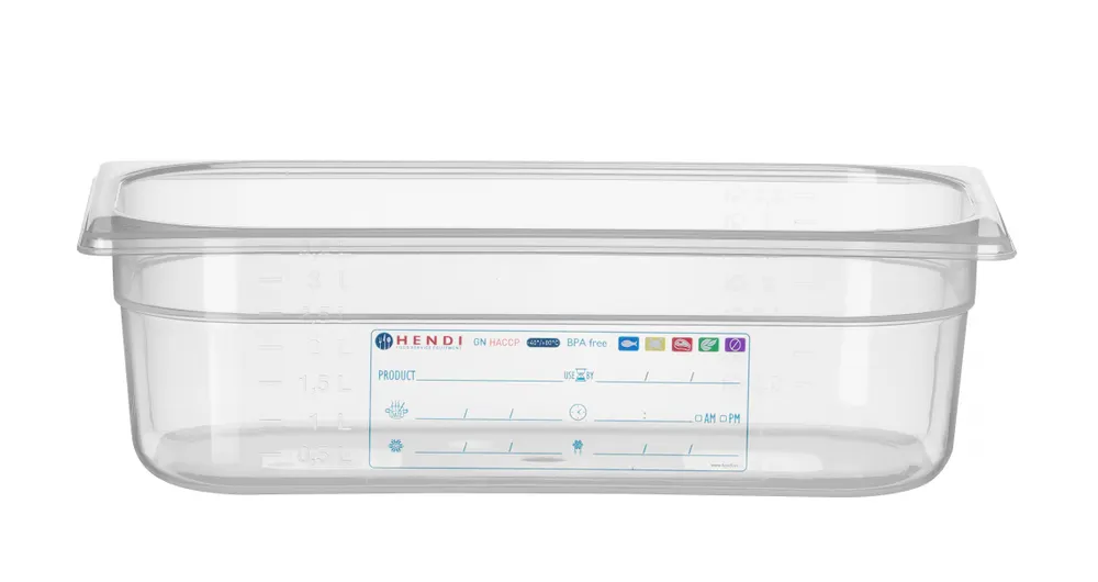 Container GN 1/3 HACCP, HENDI, GN 1/3, 4L, Transparent, 325x176x(H)100mm
