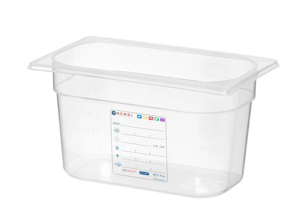 Vis Container GN 1/4 HACCP, HENDI, GN 1/4, 3,5L, Transparent, 265x162x(H)150mm, bilde 2