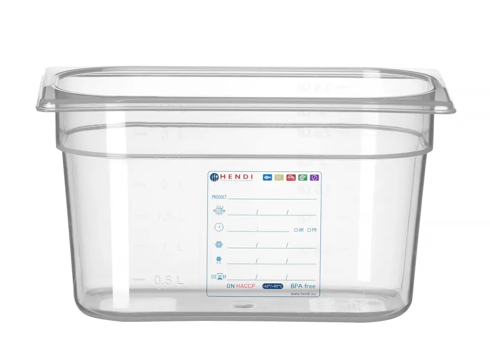 Container GN 1/4 HACCP, HENDI, GN 1/4, 3,5L, Transparent, 265x162x(H)150mm