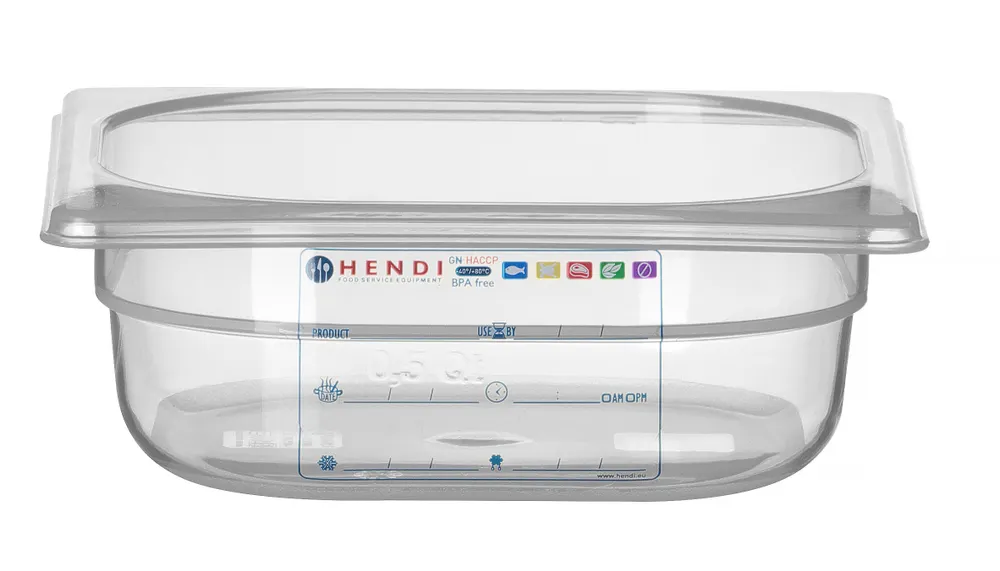 Container GN 1/6 HACCP, HENDI, GN 1/6, 1L, Transparent, 176x162x(H)65mm
