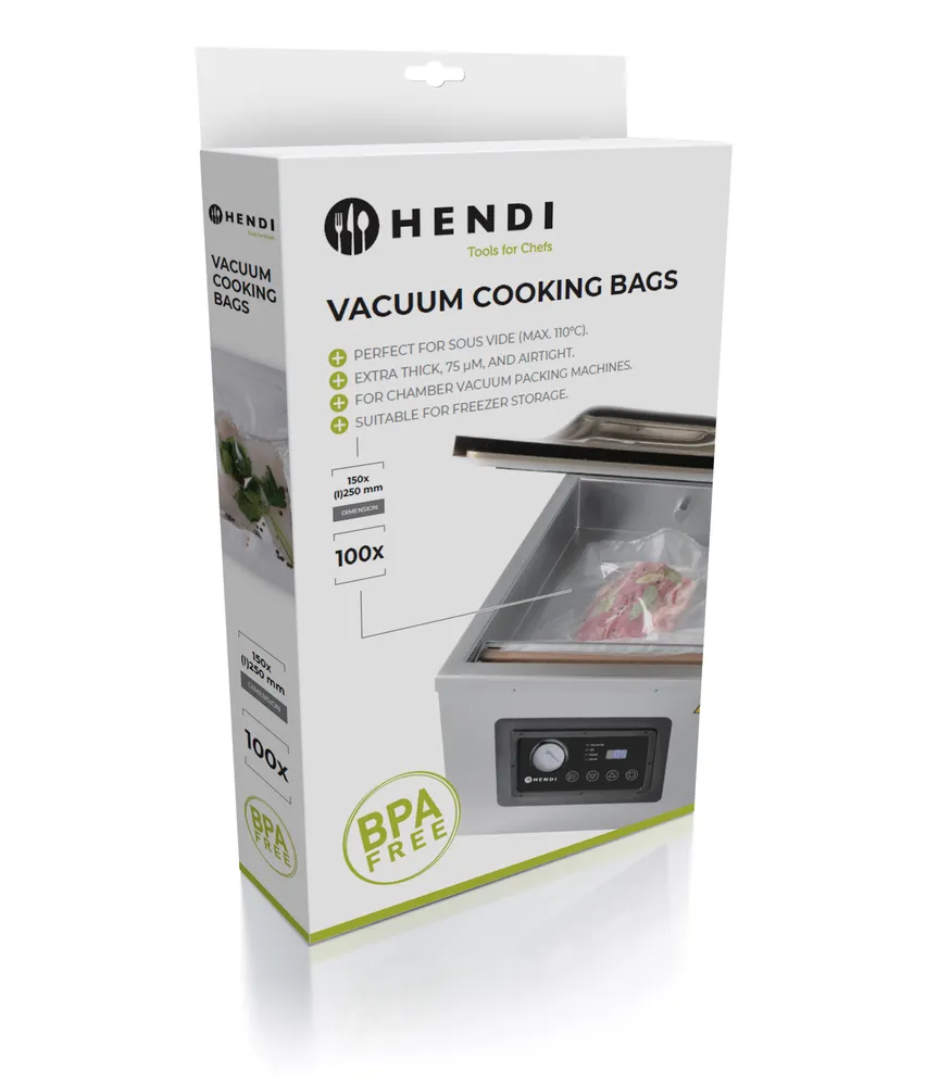Sous-vide cooking bags for vacuum packing machines, HENDI, 100 pcs., 250x150mm