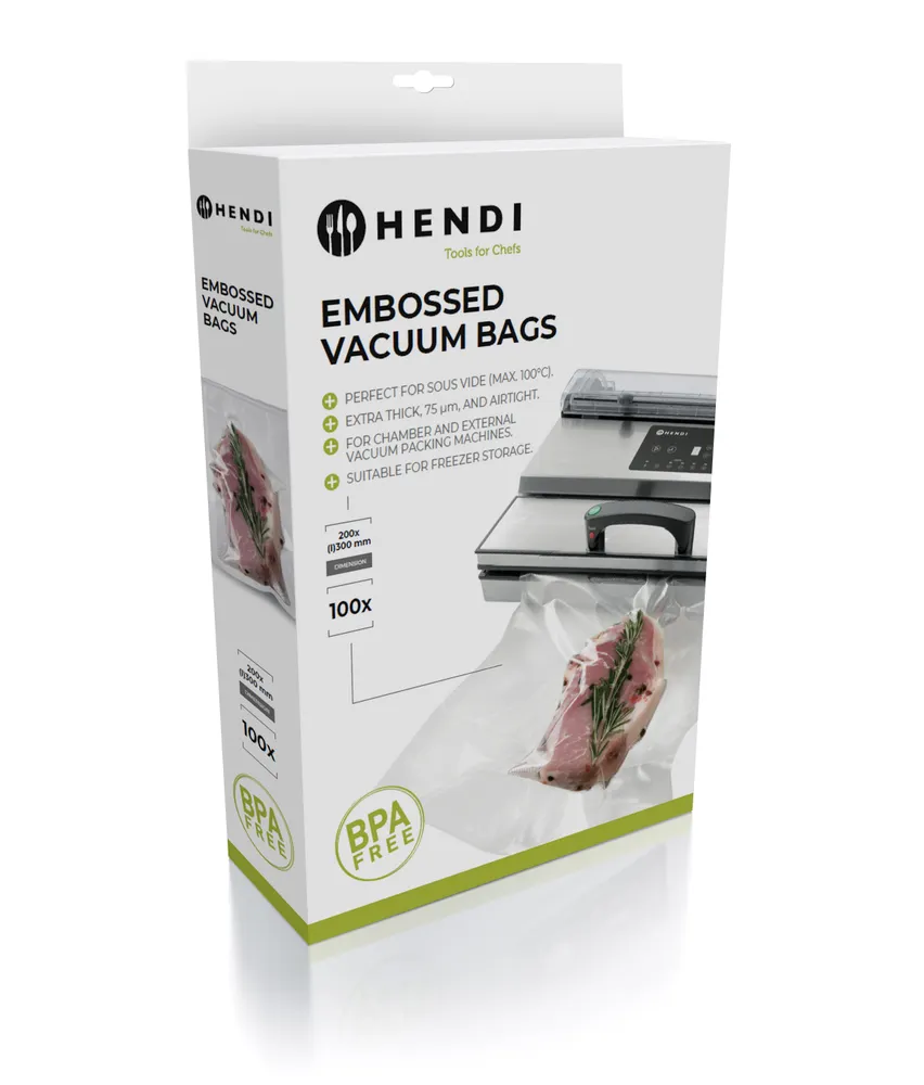Embossed vacuum bags, HENDI, 100 pcs., 200x300mm